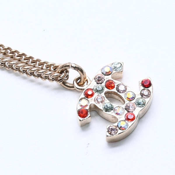 極美品 CHANEL シャネル ネックレス ゴールド マルチカラー ラインストーン 04A刻印 重量約5.12g 中古 4a005156