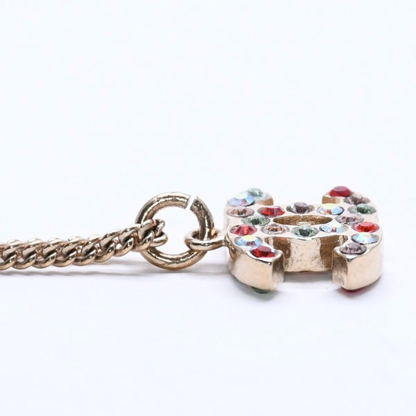極美品 CHANEL シャネル ネックレス ゴールド マルチカラー ラインストーン 04A刻印 重量約5.12g 中古 4a005156