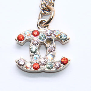 極美品 CHANEL シャネル ネックレス ゴールド マルチカラー ラインストーン 04A刻印 重量約5.12g 中古 4a005156