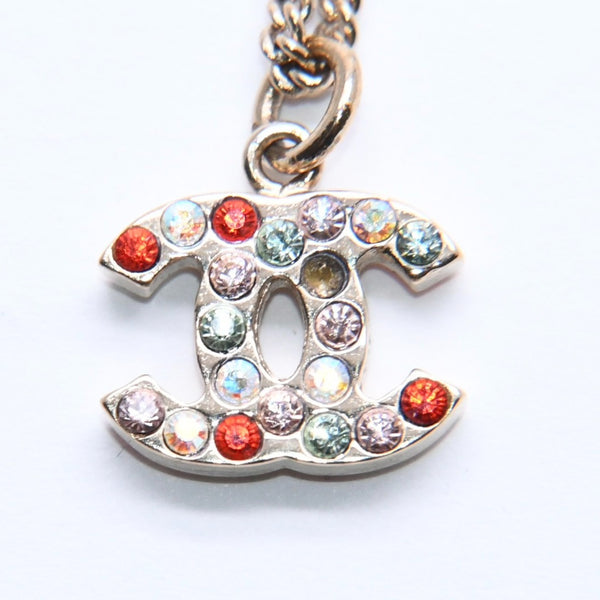 極美品 CHANEL シャネル ネックレス ゴールド マルチカラー ラインストーン 04A刻印 重量約5.12g 中古 4a005156