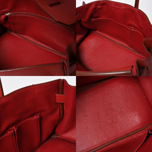 Very Good Condition Gaultier Period HERMES Shoulder Birkin Taurillon Clemence Vermilion Red □M Stamp Shoulder Bag Used 4a008382