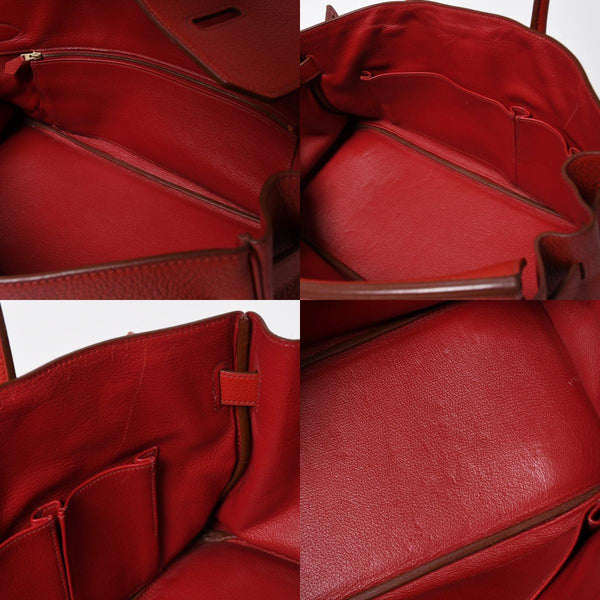 Very Good Condition Gaultier Period HERMES Shoulder Birkin Taurillon Clemence Vermilion Red □M Stamp Shoulder Bag Used 4a008382