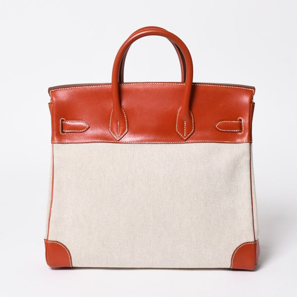 極美品 HERMES エルメス オータクロア 32 ハンドバッグ ハバナ カーフスキン トワルアッシュ ゴールド金具 レディース ⚪︎Y刻印 中古 4a008394