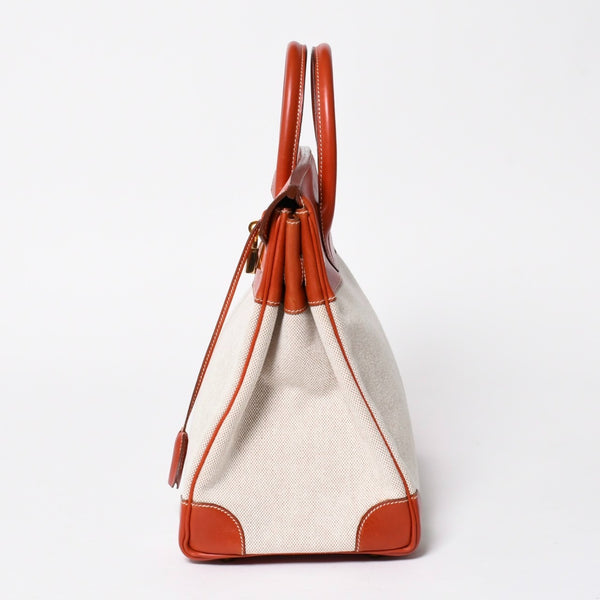 極美品 HERMES エルメス オータクロア 32 ハンドバッグ ハバナ カーフスキン トワルアッシュ ゴールド金具 レディース ⚪︎Y刻印 中古 4a008394
