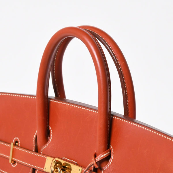 極美品 HERMES エルメス オータクロア 32 ハンドバッグ ハバナ カーフスキン トワルアッシュ ゴールド金具 レディース ⚪︎Y刻印 中古 4a008394