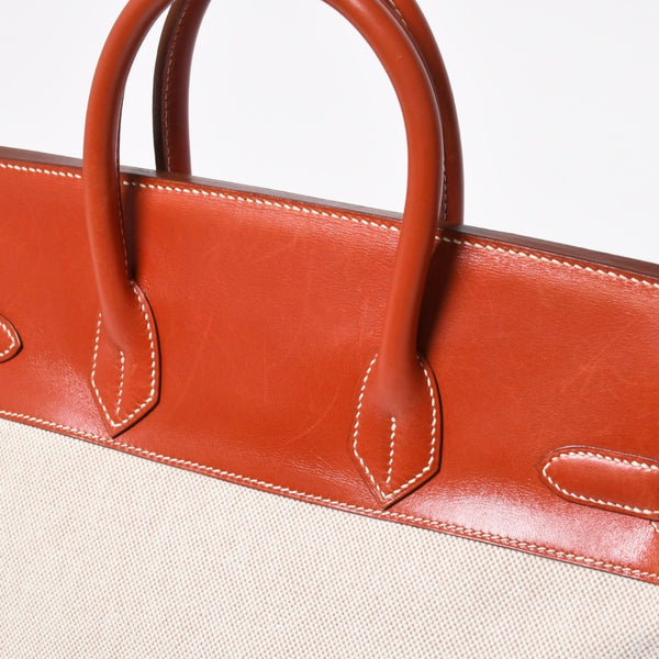 極美品 HERMES エルメス オータクロア 32 ハンドバッグ ハバナ カーフスキン トワルアッシュ ゴールド金具 レディース ⚪︎Y刻印 中古 4a008394