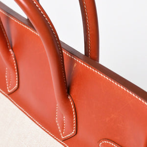 極美品 HERMES エルメス オータクロア 32 ハンドバッグ ハバナ カーフスキン トワルアッシュ ゴールド金具 レディース ⚪︎Y刻印 中古 4a008394