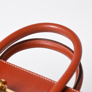 極美品 HERMES エルメス オータクロア 32 ハンドバッグ ハバナ カーフスキン トワルアッシュ ゴールド金具 レディース ⚪︎Y刻印 中古 4a008394