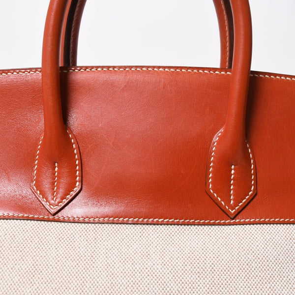 極美品 HERMES エルメス オータクロア 32 ハンドバッグ ハバナ カーフスキン トワルアッシュ ゴールド金具 レディース ⚪︎Y刻印 中古 4a008394