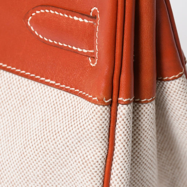 極美品 HERMES エルメス オータクロア 32 ハンドバッグ ハバナ カーフスキン トワルアッシュ ゴールド金具 レディース ⚪︎Y刻印 中古 4a008394