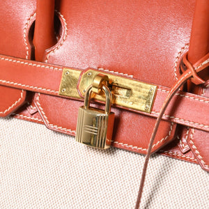 極美品 HERMES エルメス オータクロア 32 ハンドバッグ ハバナ カーフスキン トワルアッシュ ゴールド金具 レディース ⚪︎Y刻印 中古 4a008394