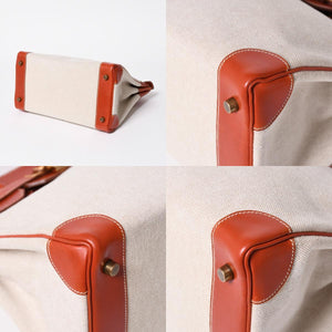 極美品 HERMES エルメス オータクロア 32 ハンドバッグ ハバナ カーフスキン トワルアッシュ ゴールド金具 レディース ⚪︎Y刻印 中古 4a008394