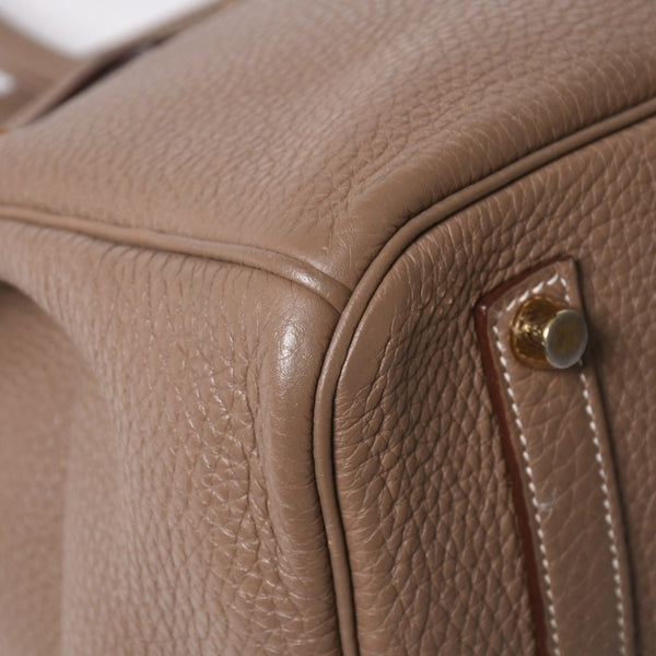 HERMES エルメス BIRKIN バーキン35 エトープ ゴールド金具 トリヨンクレマンス ハンドバッグ □P刻印 美品 中古 4a008391