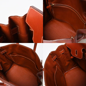 極美品 HERMES エルメス オータクロア 32 ハンドバッグ ハバナ カーフスキン トワルアッシュ ゴールド金具 レディース ⚪︎Y刻印 中古 4a008394