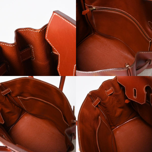 極美品 HERMES エルメス オータクロア 32 ハンドバッグ ハバナ カーフスキン トワルアッシュ ゴールド金具 レディース ⚪︎Y刻印 中古 4a008394