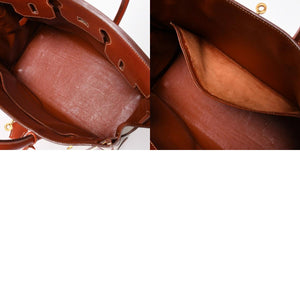 極美品 HERMES エルメス オータクロア 32 ハンドバッグ ハバナ カーフスキン トワルアッシュ ゴールド金具 レディース ⚪︎Y刻印 中古 4a008394
