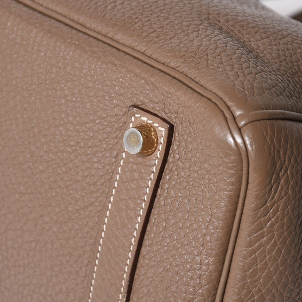 HERMES エルメス BIRKIN バーキン35 エトープ ゴールド金具 トリヨンクレマンス ハンドバッグ □P刻印 美品 中古 4a008391