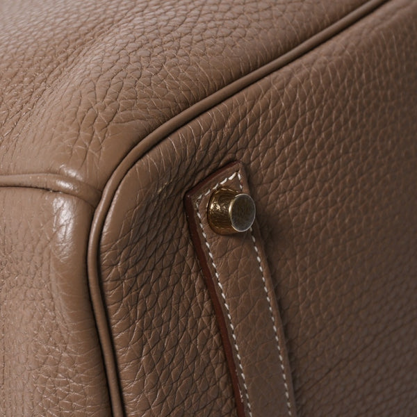 HERMES エルメス BIRKIN バーキン35 エトープ ゴールド金具 トリヨンクレマンス ハンドバッグ □P刻印 美品 中古 4a008391