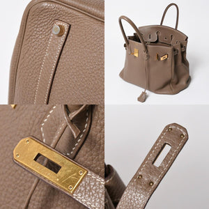HERMES エルメス BIRKIN バーキン35 エトープ ゴールド金具 トリヨンクレマンス ハンドバッグ □P刻印 美品 中古 4a008391