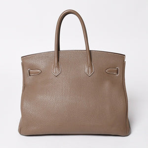 HERMES エルメス BIRKIN バーキン35 エトープ ゴールド金具 トリヨンクレマンス ハンドバッグ □P刻印 美品 中古 4a008391