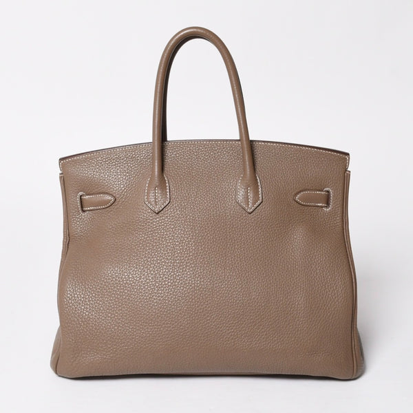 HERMES エルメス BIRKIN バーキン35 エトープ ゴールド金具 トリヨンクレマンス ハンドバッグ □P刻印 美品 中古 4a008391