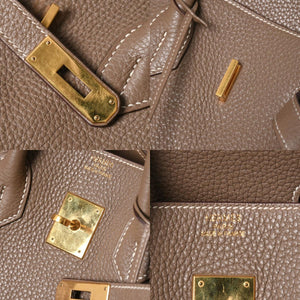 HERMES エルメス BIRKIN バーキン35 エトープ ゴールド金具 トリヨンクレマンス ハンドバッグ □P刻印 美品 中古 4a008391