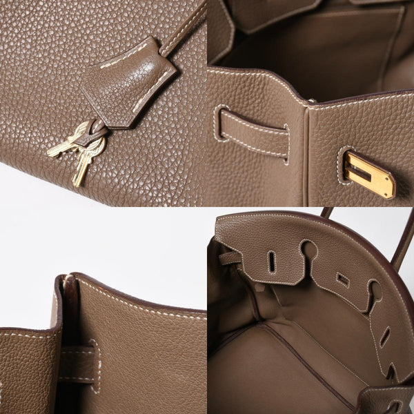 HERMES エルメス BIRKIN バーキン35 エトープ ゴールド金具 トリヨンクレマンス ハンドバッグ □P刻印 美品 中古 4a008391