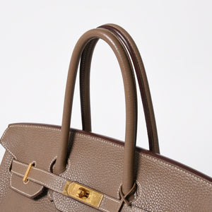 HERMES エルメス BIRKIN バーキン35 エトープ ゴールド金具 トリヨンクレマンス ハンドバッグ □P刻印 美品 中古 4a008391
