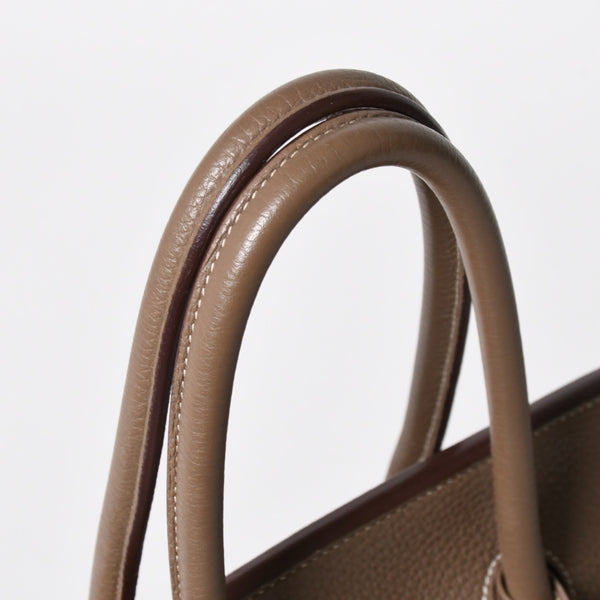 HERMES エルメス BIRKIN バーキン35 エトープ ゴールド金具 トリヨンクレマンス ハンドバッグ □P刻印 美品 中古 4a008391
