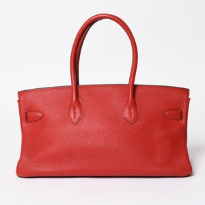Very Good Condition Gaultier Period HERMES Shoulder Birkin Taurillon Clemence Vermilion Red □M Stamp Shoulder Bag Used 4a008382