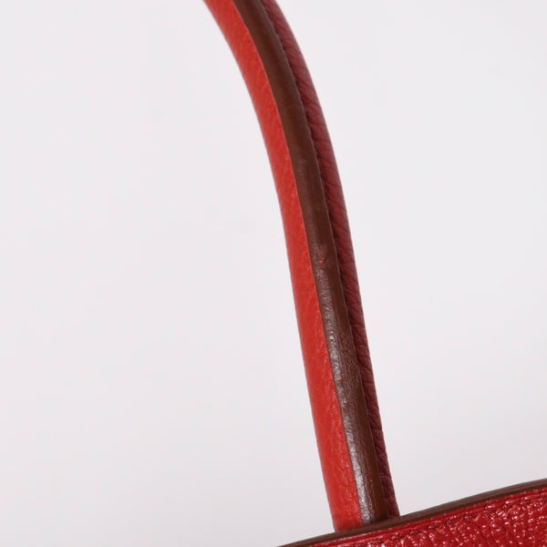 Very Good Condition Gaultier Period HERMES Shoulder Birkin Taurillon Clemence Vermilion Red □M Stamp Shoulder Bag Used 4a008382