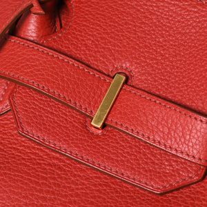 Very Good Condition Gaultier Period HERMES Shoulder Birkin Taurillon Clemence Vermilion Red □M Stamp Shoulder Bag Used 4a008382
