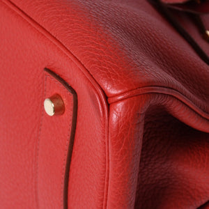 Very Good Condition Gaultier Period HERMES Shoulder Birkin Taurillon Clemence Vermilion Red □M Stamp Shoulder Bag Used 4a008382