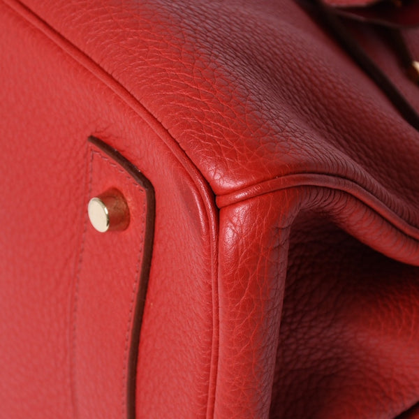 Very Good Condition Gaultier Period HERMES Shoulder Birkin Taurillon Clemence Vermilion Red □M Stamp Shoulder Bag Used 4a008382