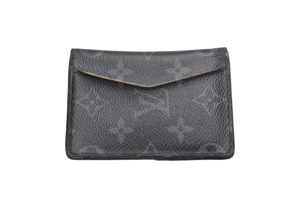 LOUIS VUITTON ルイヴィトン モノグラムエクリプス オーガナイザー ドゥ ポッシュ イニシャル入り カードケース M80911 ブラック ブルー PVC レザー 良品 中古 4b012841