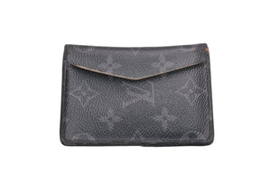 LOUIS VUITTON ルイヴィトン モノグラムエクリプス オーガナイザー ドゥ ポッシュ イニシャル入り カードケース M80911 ブラック ブルー PVC レザー 良品 中古 4b012841