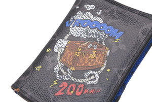 LOUIS VUITTON ルイヴィトン モノグラムエクリプス オーガナイザー ドゥ ポッシュ イニシャル入り カードケース M80911 ブラック ブルー PVC レザー 良品 中古 4b012841