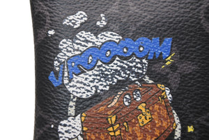 LOUIS VUITTON ルイヴィトン モノグラムエクリプス オーガナイザー ドゥ ポッシュ イニシャル入り カードケース M80911 ブラック ブルー PVC レザー 良品 中古 4b012841