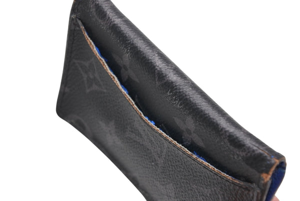 LOUIS VUITTON ルイヴィトン モノグラムエクリプス オーガナイザー ドゥ ポッシュ イニシャル入り カードケース M80911 ブラック ブルー PVC レザー 良品 中古 4b012841