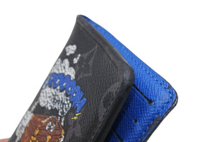 LOUIS VUITTON ルイヴィトン モノグラムエクリプス オーガナイザー ドゥ ポッシュ イニシャル入り カードケース M80911 ブラック ブルー PVC レザー 良品 中古 4b012841