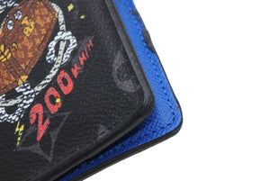 LOUIS VUITTON ルイヴィトン モノグラムエクリプス オーガナイザー ドゥ ポッシュ イニシャル入り カードケース M80911 ブラック ブルー PVC レザー 良品 中古 4b012841