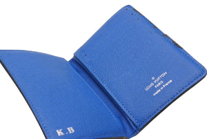 LOUIS VUITTON ルイヴィトン モノグラムエクリプス オーガナイザー ドゥ ポッシュ イニシャル入り カードケース M80911 ブラック ブルー PVC レザー 良品 中古 4b012841