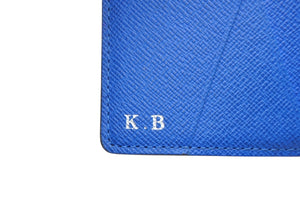 LOUIS VUITTON ルイヴィトン モノグラムエクリプス オーガナイザー ドゥ ポッシュ イニシャル入り カードケース M80911 ブラック ブルー PVC レザー 良品 中古 4b012841
