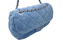 Load image into Gallery viewer, 極美品 CHANEL シャネル マトラッセ25 Sフラップ Wチェーンショルダーバッグ 27番台 ココマーク パイル レザー ブルー 中古 4b012866