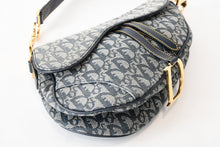 Load image into Gallery viewer, ChristianDior クリスチャンディオール ワンショルダーバッグ サドルバッグ トロッター ガリアーノ期 キャンバス レザー ネイビー 美品 中古 4b009373
