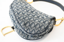 Load image into Gallery viewer, ChristianDior クリスチャンディオール ワンショルダーバッグ サドルバッグ トロッター ガリアーノ期 キャンバス レザー ネイビー 美品 中古 4b009373
