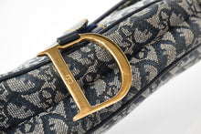 Load image into Gallery viewer, ChristianDior クリスチャンディオール ワンショルダーバッグ サドルバッグ トロッター ガリアーノ期 キャンバス レザー ネイビー 美品 中古 4b009373