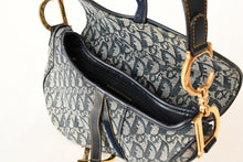 Load image into Gallery viewer, ChristianDior クリスチャンディオール ワンショルダーバッグ サドルバッグ トロッター ガリアーノ期 キャンバス レザー ネイビー 美品 中古 4b009373