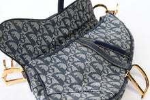 Load image into Gallery viewer, ChristianDior クリスチャンディオール ワンショルダーバッグ サドルバッグ トロッター ガリアーノ期 キャンバス レザー ネイビー 美品 中古 4b009373