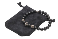 CHROME HEARTS クロムハーツ 8mm BEAD 8mm ビーズブレスレット 重量約30.0g オニキス シルバー925 美品 中古 4b013376